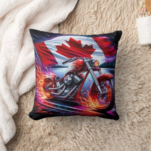 Coussin Moto de la fierté canadienne au coucher du soleil