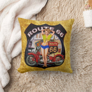 Coussin Moto de l'itinéraire 66 de l'Amérique avec une