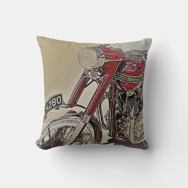 Coussin Moto vintage Red & Chrome (Recto)
