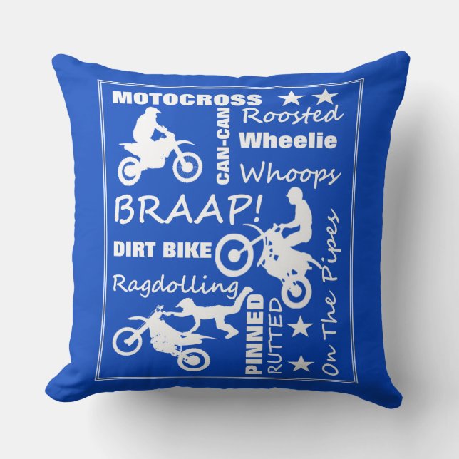 Coussin Motocross Dirt Vélo Sports Terminologie Typographi (Recto)