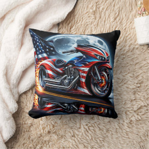 Coussin Motocyclette vibrante au drapeau