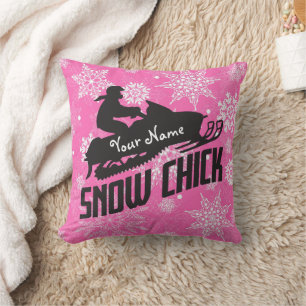 Coussin Motoneige Chick rose Snowflac