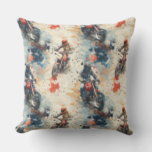 Coussin Motos aquarelle, motards, course, motocycli