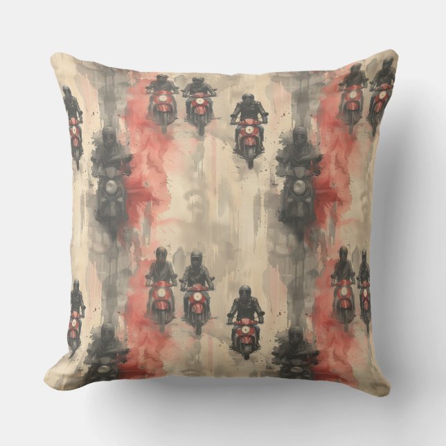 Coussin Motos aquarelle, motards, course, motocycli (Recto)