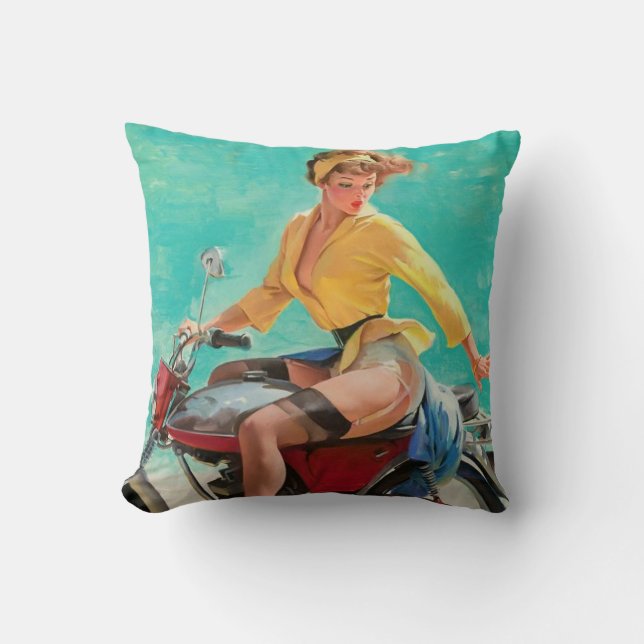 Coussin Motos et pin-up (Recto)