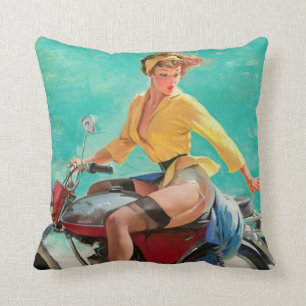 Coussin Motos et pin-up
