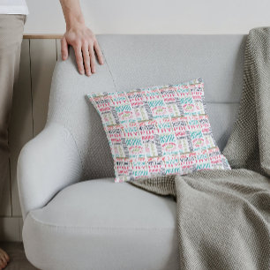 Coussin Mots de bibliothèque colorés Art du métro