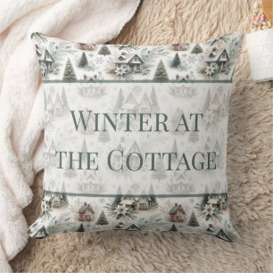 Coussin Mots de Chute de Neige de Cottage d'Hiver