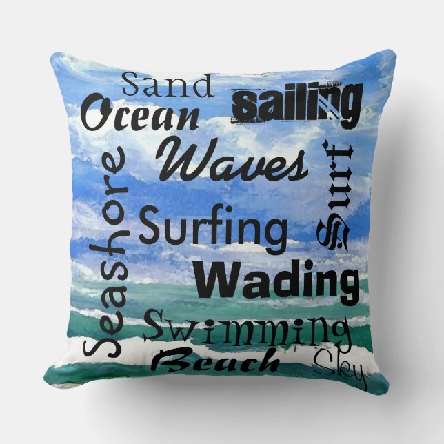 Coussin Mots de navigation de bord de la mer de plage de (Recto)