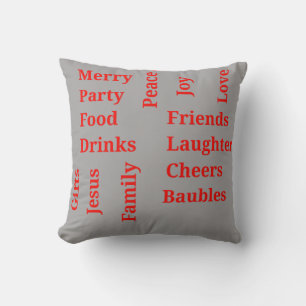 Coussin mots de noël en caractères gras