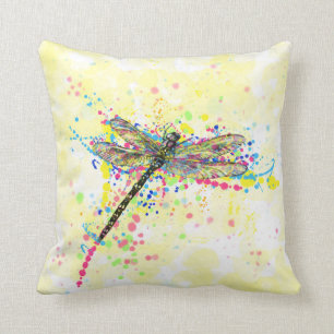 Coussin Mouche dragonfly à l'aquarelle tendance mignonne