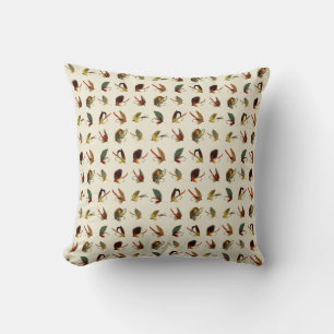 Coussin Mouches de pêche Cream 16 x 16