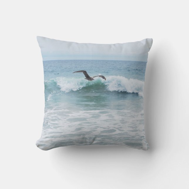Coussin Mouette à la plage en Californie (Recto)