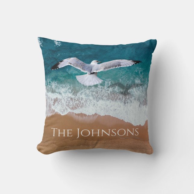 Coussin Mouette au-dessus de la mer (Recto)