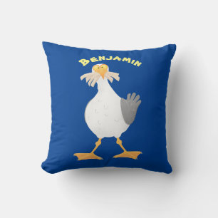 Coussin Mouette drôle avec frites dessin animé