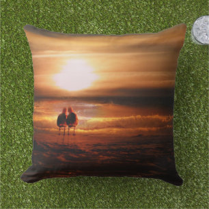 Coussin Mouettes - Lovebirds au coucher du soleil