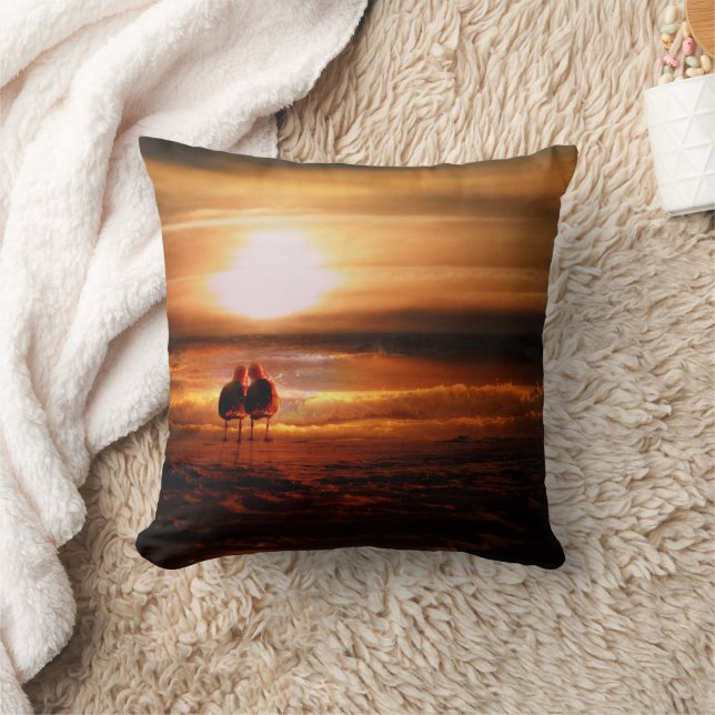 Coussin Mouettes - Lovebirds au coucher du soleil (Couverture)