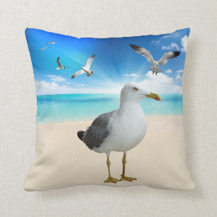 Coussin Mouettes sur une plage