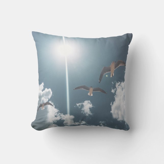 Coussin Mouettes volantes Ciel lanceur d'oreillers (Recto)