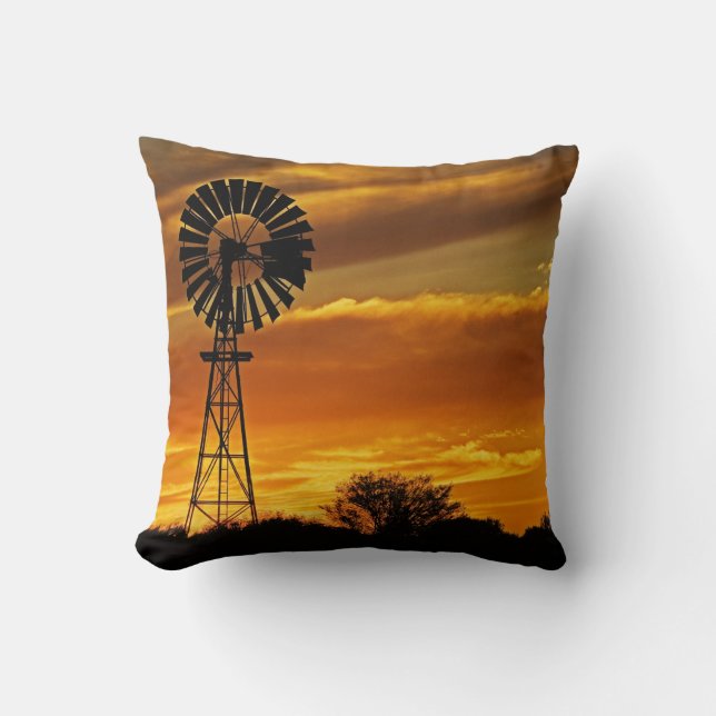 Coussin Moulin à vent et coucher de soleil, William Creek, (Recto)