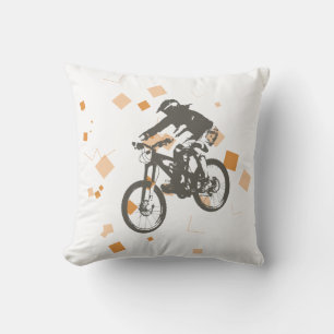 Coussin Mountain bike Rider Jump Pillow Orange Design