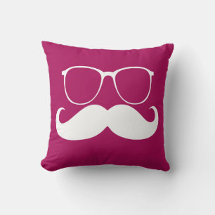 Coussin Moustache blanche amusante