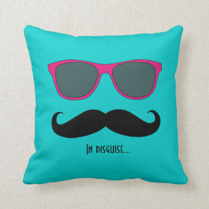 Coussin Moustache et rose Teal de déguisement de lunettes