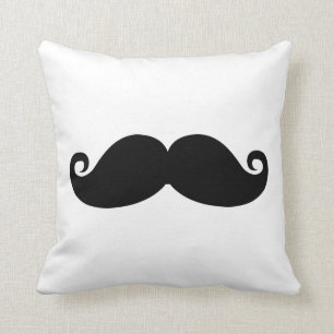 Coussin Moustache noire vintage drôle