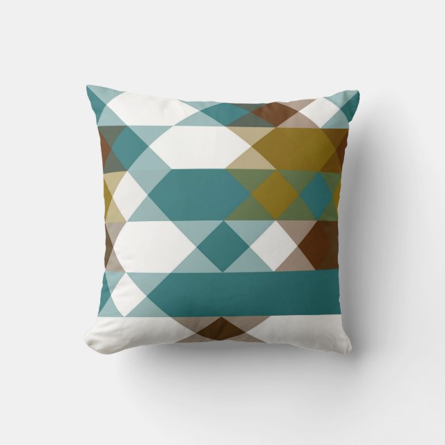 Coussin moutarde épicée, jade délavé, blanc et noix de mus (Recto)