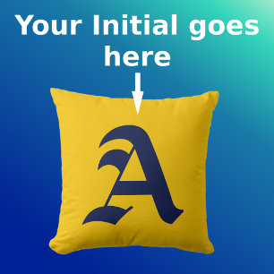 Coussin Moutarde Jaune Minimal Marine Bleu Premier Monogra