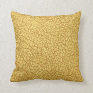 Coussin moutarde jaune uni ocre Faux Cuir