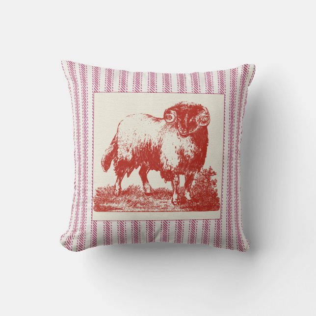 Coussin Mouton de ferme français avec tiquetage (Recto)