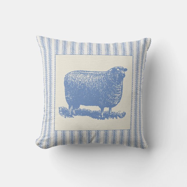 Coussin Moutons bleus et blancs avec le coutil (Recto)