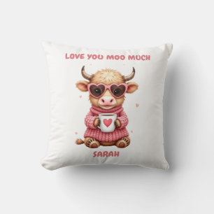 Coussin Moutons des Highlands mignon coeur lunettes café m