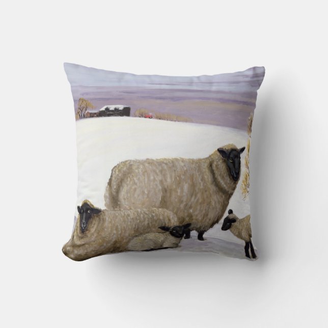 Coussin Moutons en hiver (Recto)