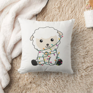 Coussin Moutons Noël Neige Animaux d'hiver Moutons