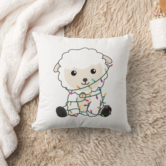 Coussin Moutons Noël Neige Animaux d'hiver Moutons (Couverture)