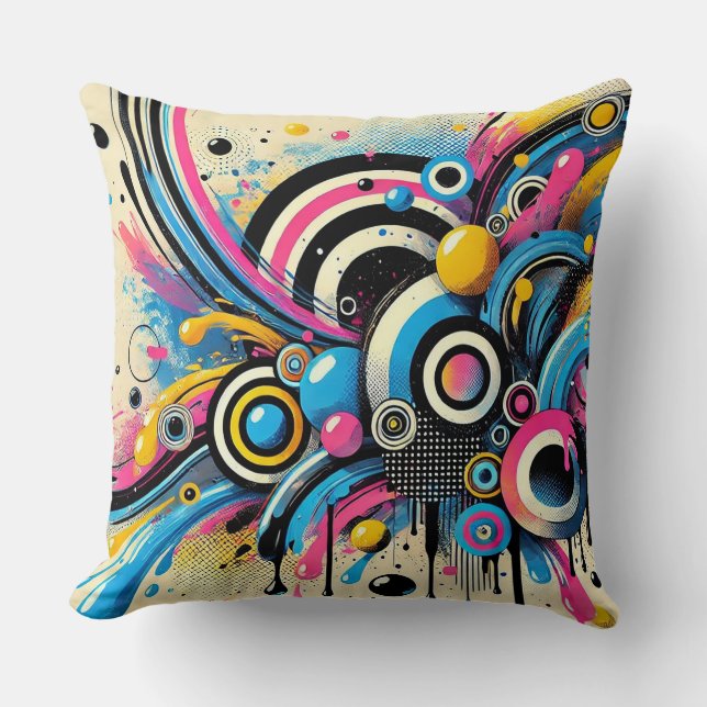 Coussin 🎨 Mouvement de Cercle Abstrait pour Décoration de (Recto)
