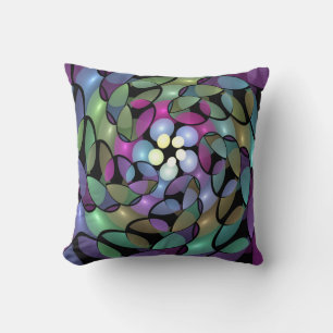 Coussin Mouvements colorés Abstrait Trippy Fractal Art