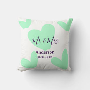 Coussin Mr & Mme ajoutent le nom de famille date année fav