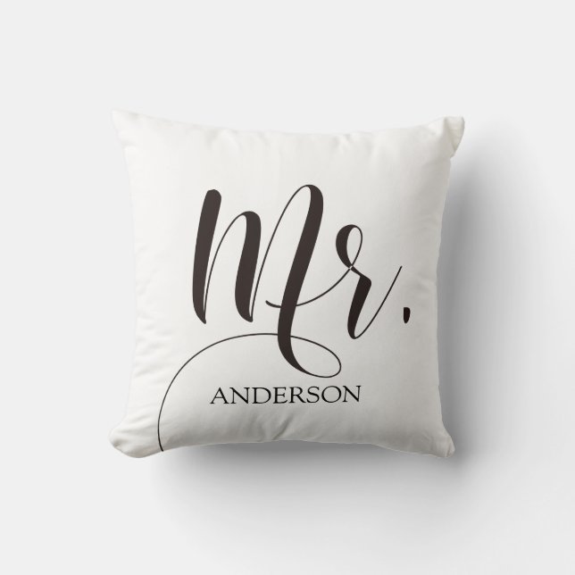 Coussin Mr|Mr& Mme| Calligraphie|Mariage personnalisé (Recto)