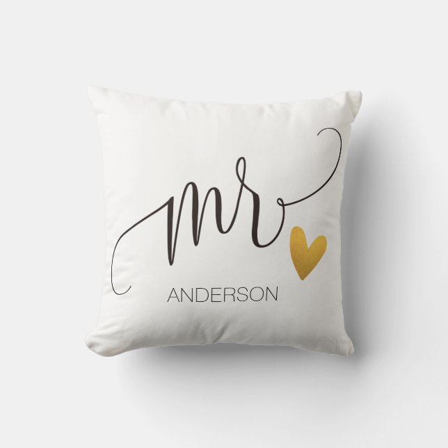 Coussin Mr|Mr& Mme| Calligraphie|Mariage personnalisé-2 (Recto)