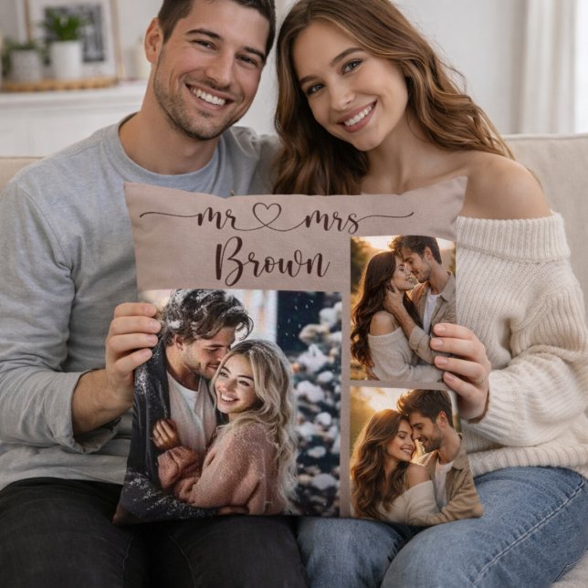 Coussin Mr & Mrs Personalized Photo Throw Pillow (Créateur téléchargé)