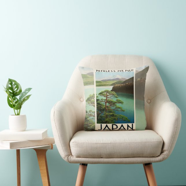 Coussin Mt Fuji Japon affiche Voyage Art Vintage (Chaise)
