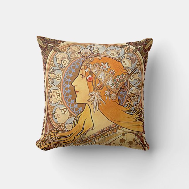 Coussin Mucha. Zodiaque (Recto)