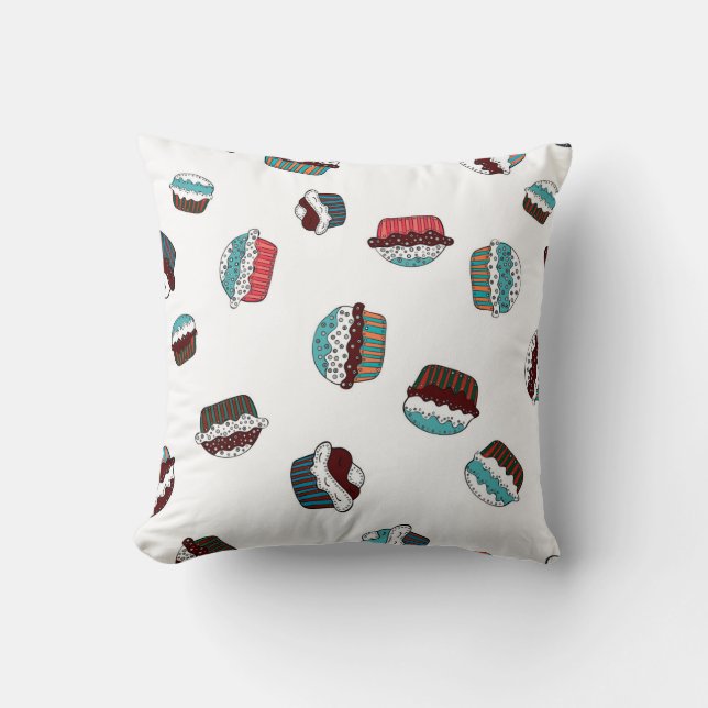 Coussin Muffin. Joyeux arrière - plan de cupcake d'anniver (Recto)
