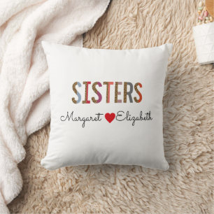 Coussin Mug de soeurs colorées léopard - Noms personnalisé