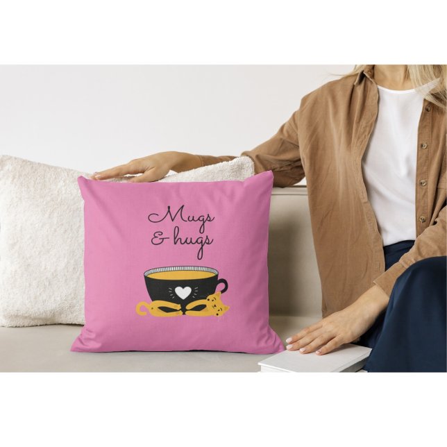 Coussin Mugs & Hugs Cat Throw Pillow (Créateur téléchargé)