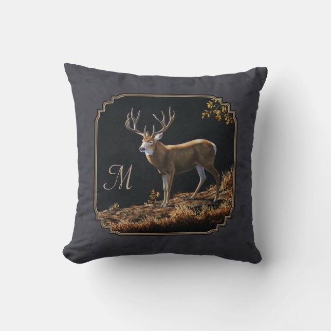 Coussin Mule Deer Buck Charcoal Gray Monogram (Recto)