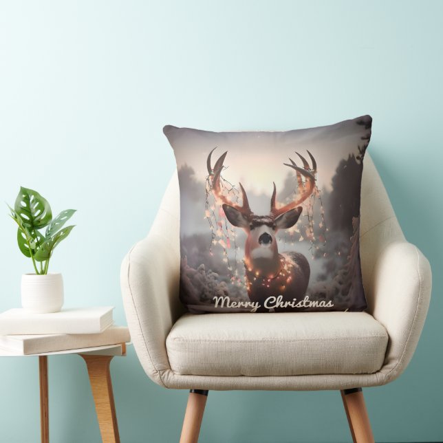 Coussin Mule Deer et les lumières de Noël (Chaise)